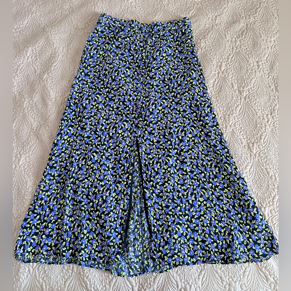 Zara Floral Blue and Green Women's Skirt with front slit